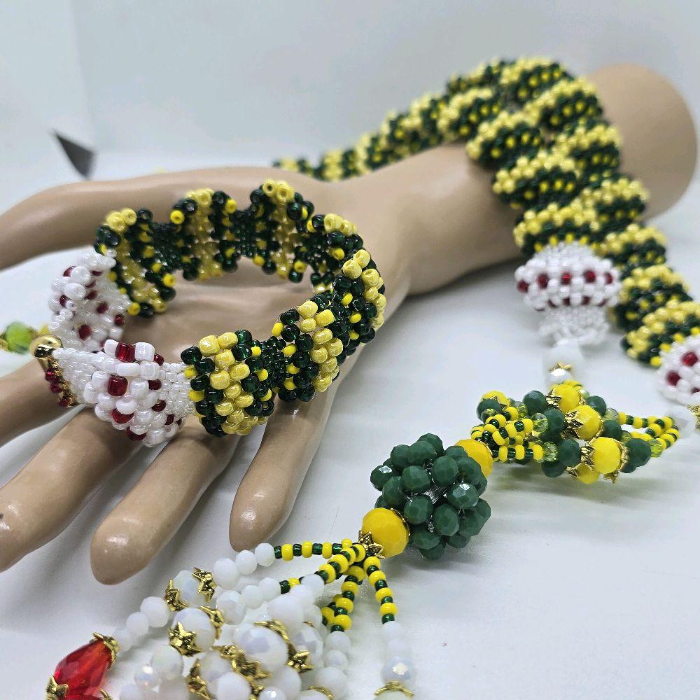 Set of Orishas Pulsera and Collar with Beads and Tassels for Traditional Wear - Imagen 5