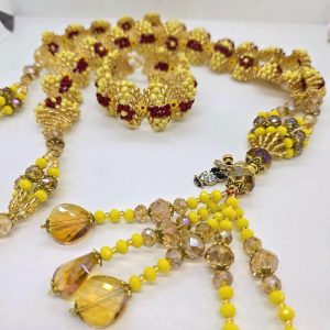Set of Orishas Pulsera and Collar with Beads and Tassels for Traditional Wear