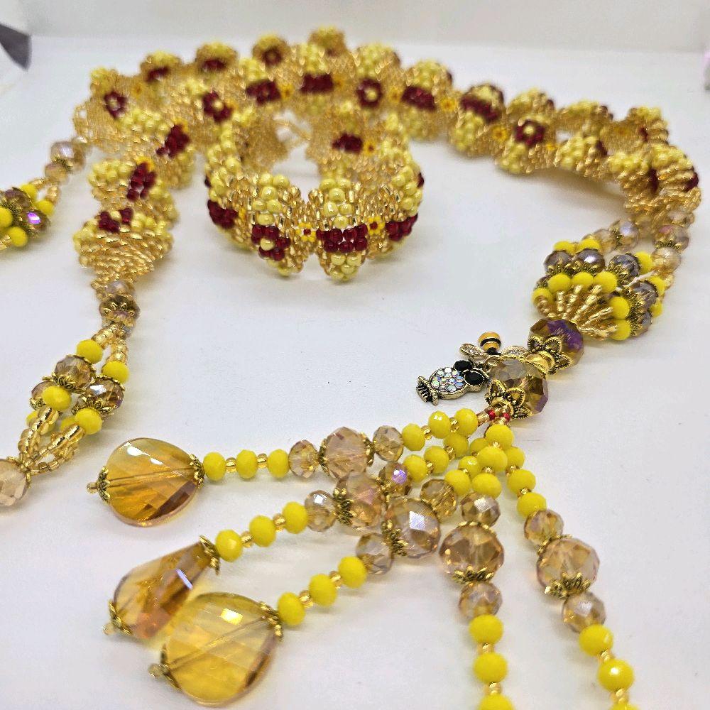 Set of Orishas Pulsera and Collar with Beads and Tassels for Traditional Wear