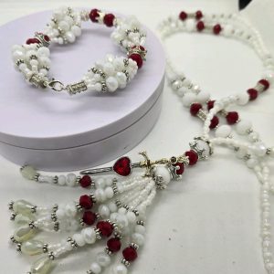 Obatala Ayagguna Pulsera Set with Cord, Beads, and Cross, Featuring White and Light Cream Color Options