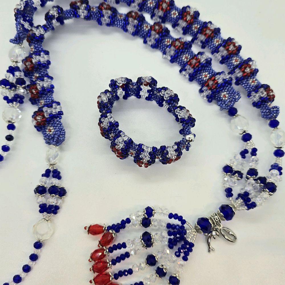 Orisha Yemaya Beaded Collar & Bracelet Set in Blue and Silver Styles for Stylish Outfits - Imagen 6