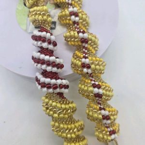 Pulsera para Orisha Oshun with Shango - Colorful Beaded Bracelet Featuring Red White and Yellow Beads