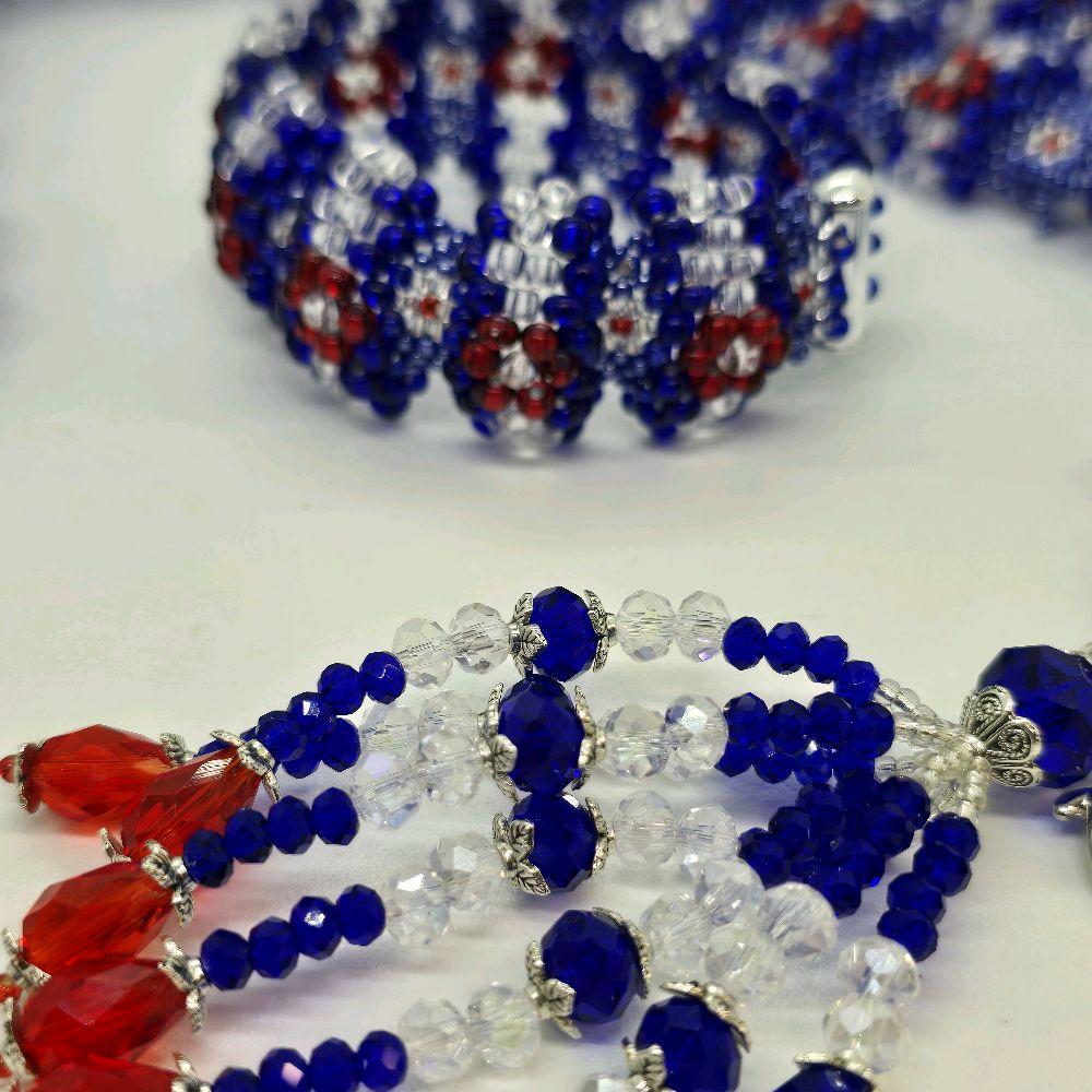 Orisha Yemaya Beaded Collar & Bracelet Set in Blue and Silver Styles for Stylish Outfits - Imagen 7