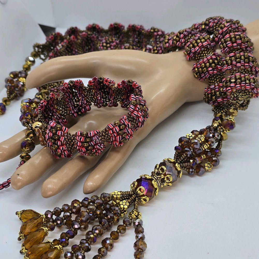 Set of Orishas Pulsera and Collar with Beads and Tassels for Traditional Wear - Imagen 2